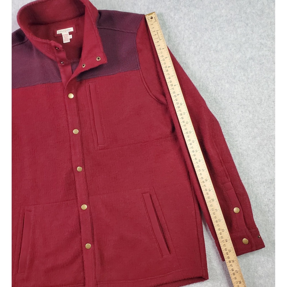 carbon2cobalt Shirt Jacket Mens Large Red Snap Front Waffle Knit Lined Pockets - Picture 9 of 15